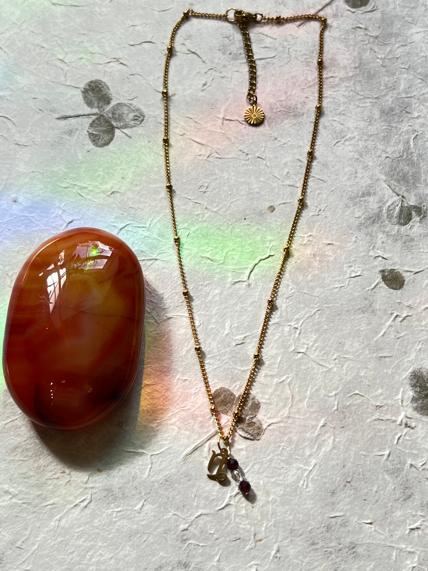 Capricorn Zodiac Sign Gemstone Gold Necklace
