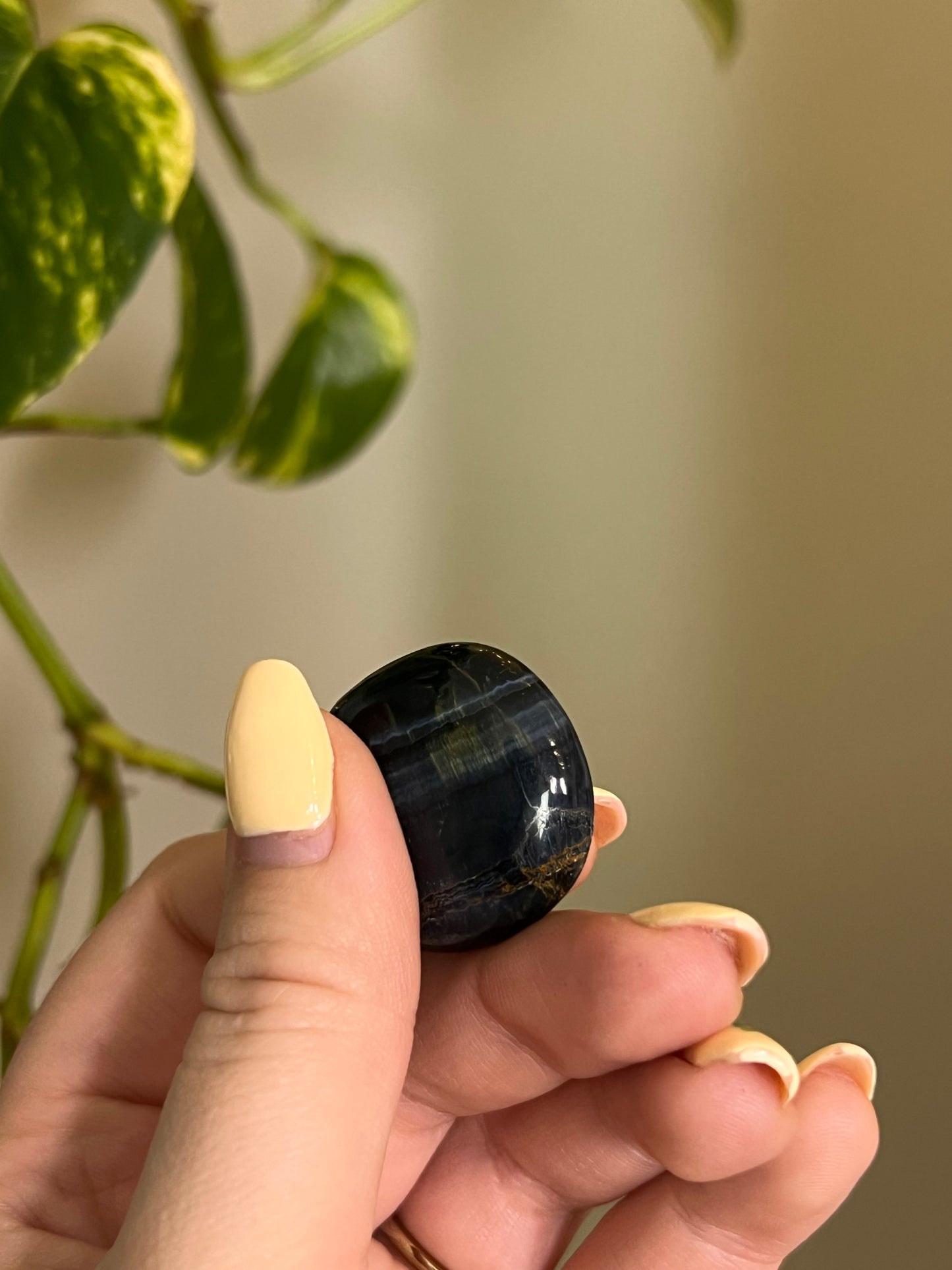 Blue Tigers Eye Button