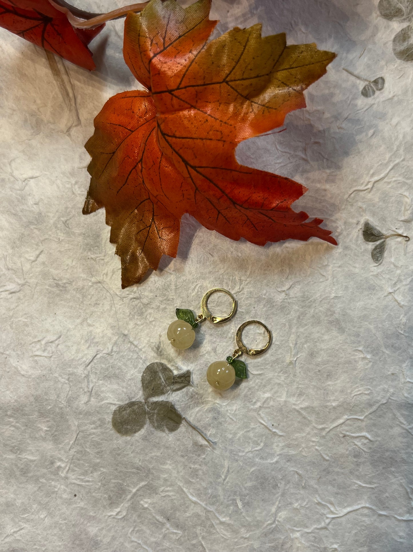 Yellow Aventurine Pumpkin Earrings