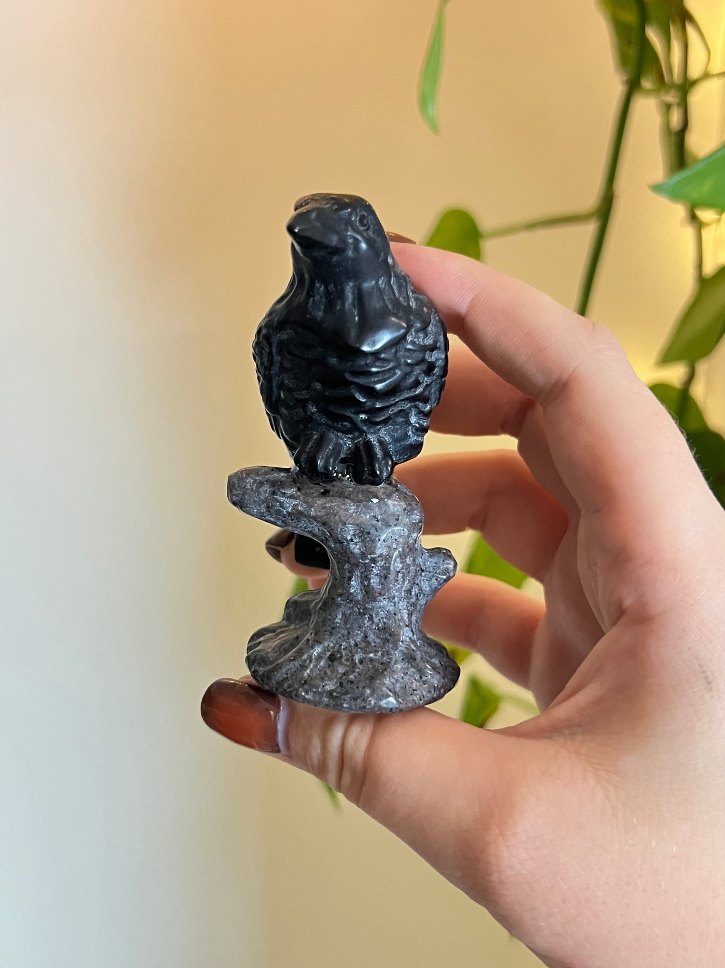 Black Obsidian Raven on Yooperlite Tree