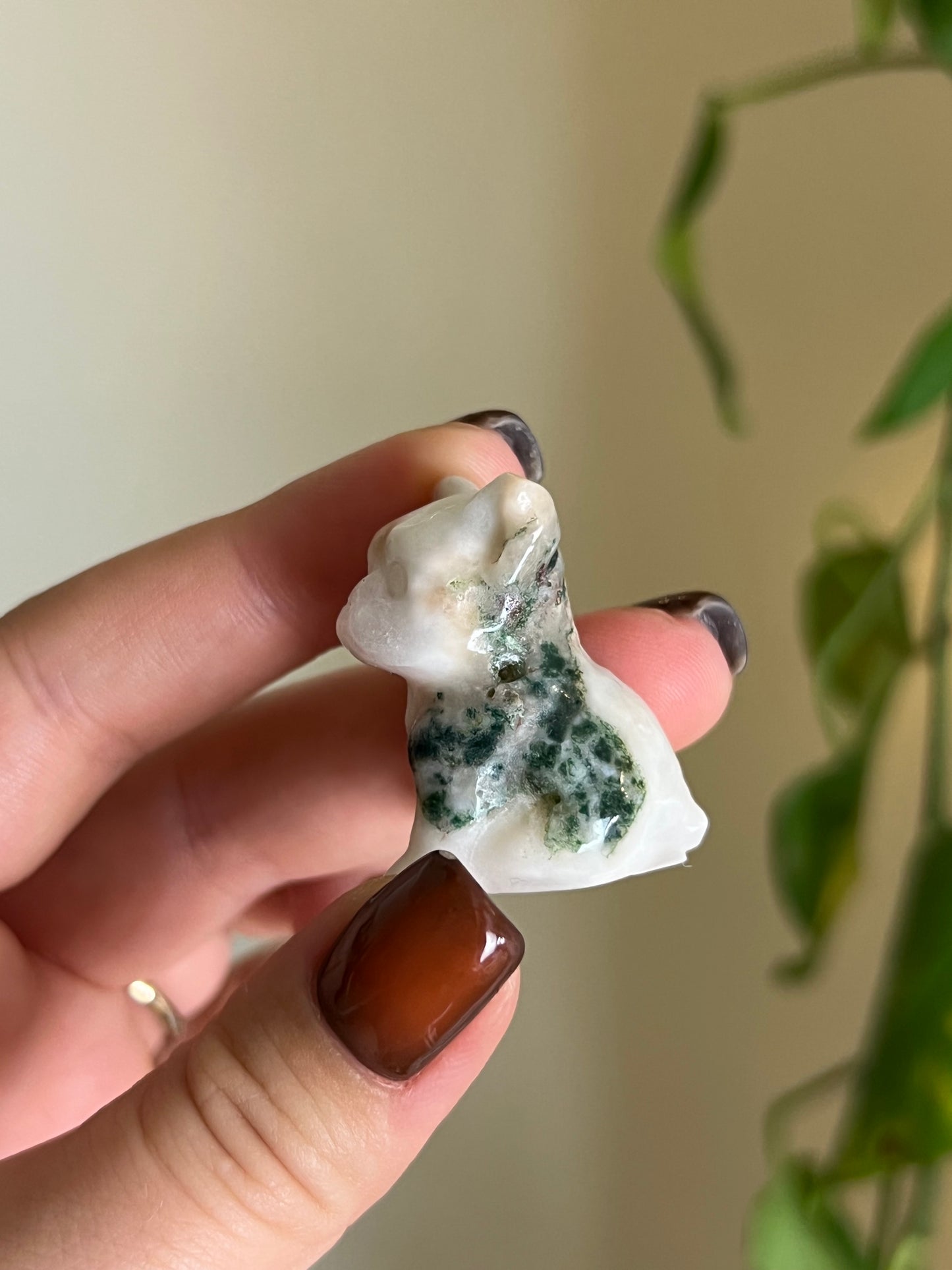 Tree Agate With Druzy Frenchie Dog