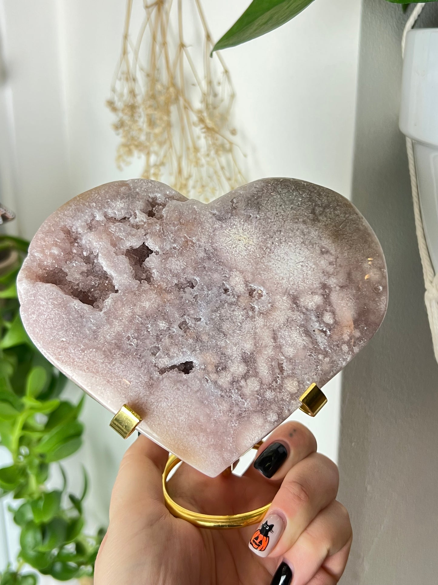 Druzy Filled Pink Amethyst Large Heart