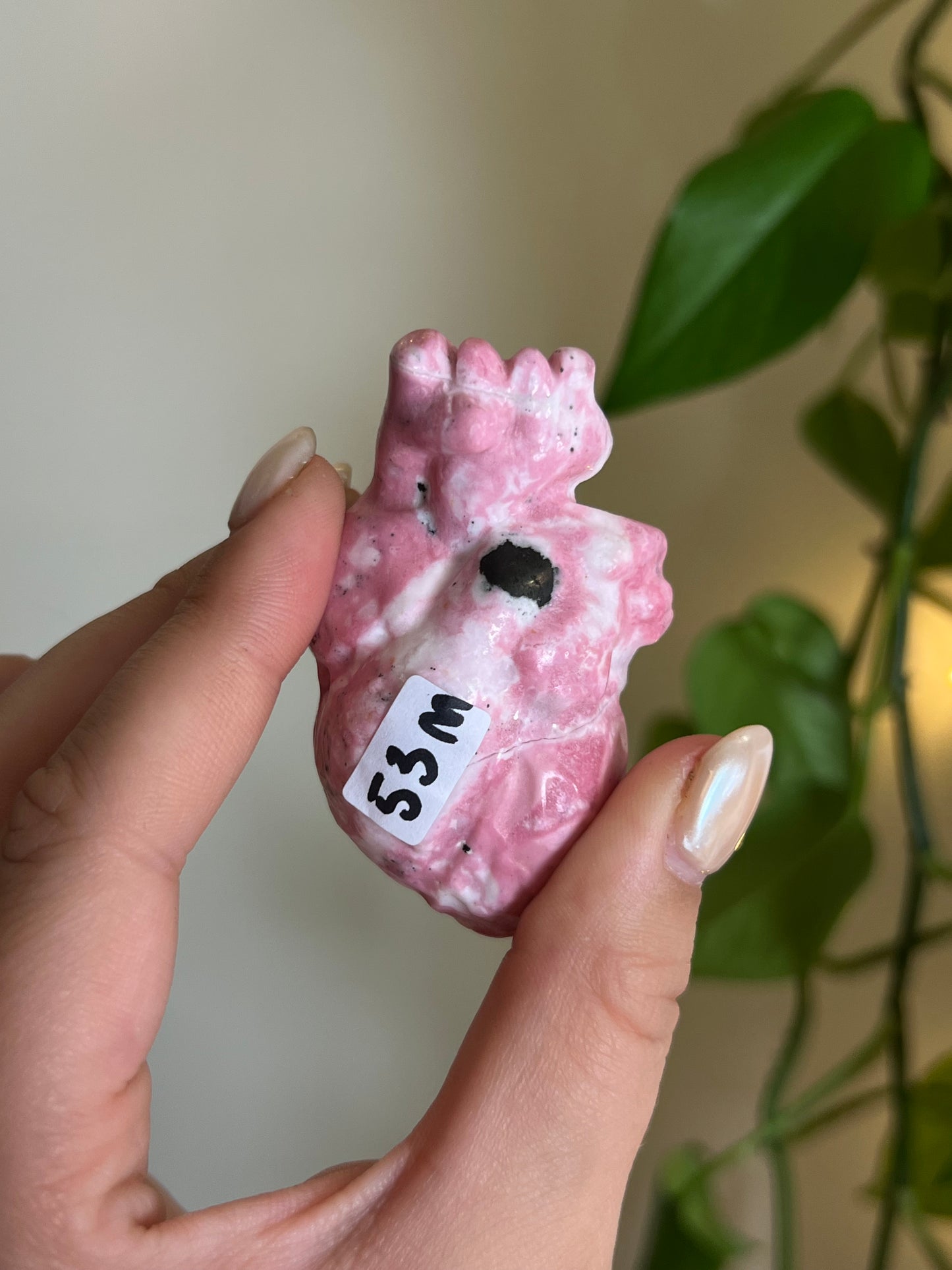 Peruvian Bubblegum Rhodonite Anatomical Heart - M