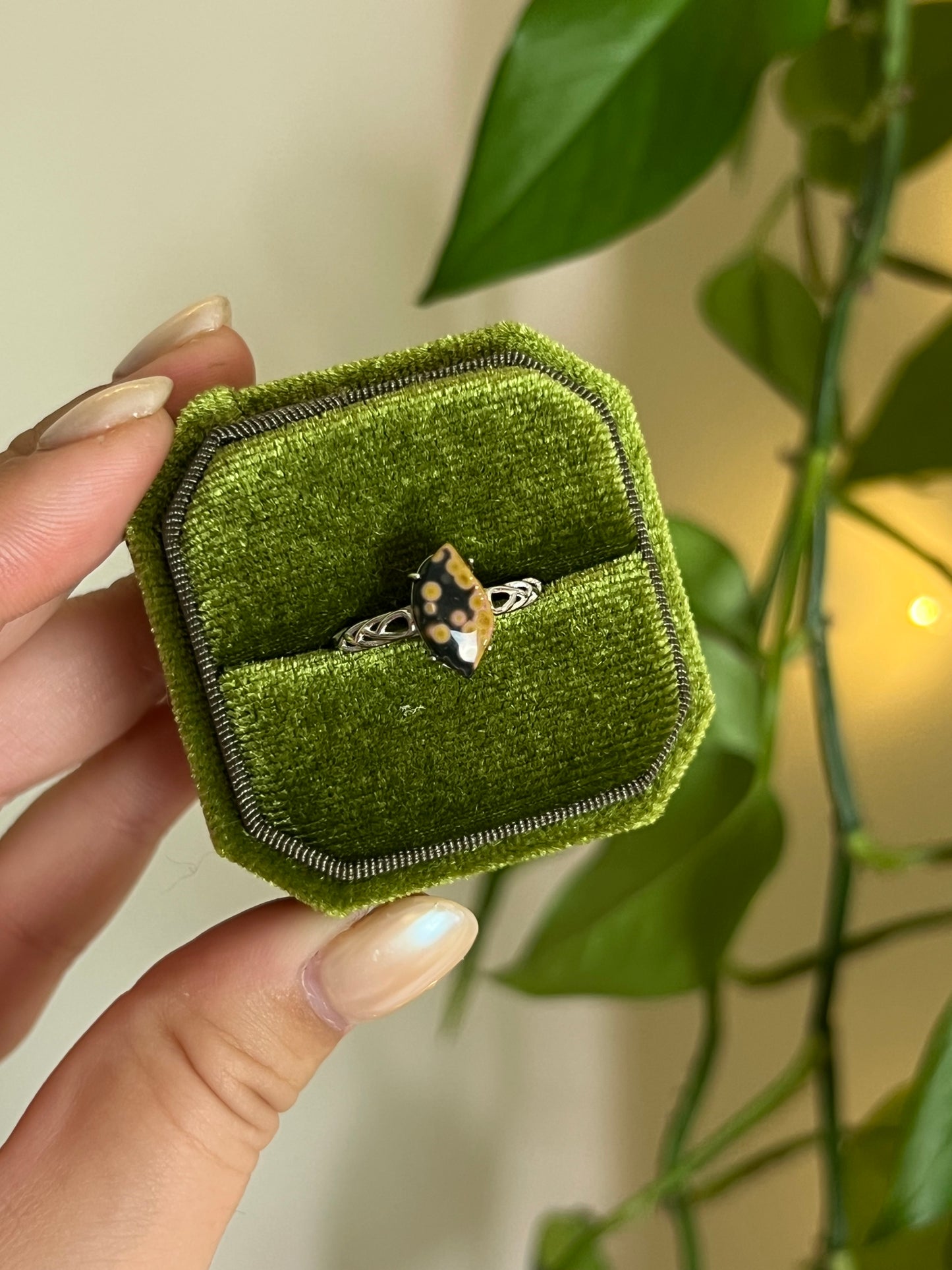 Ocean Jasper 925 Sterling Silver Adjustable Ring