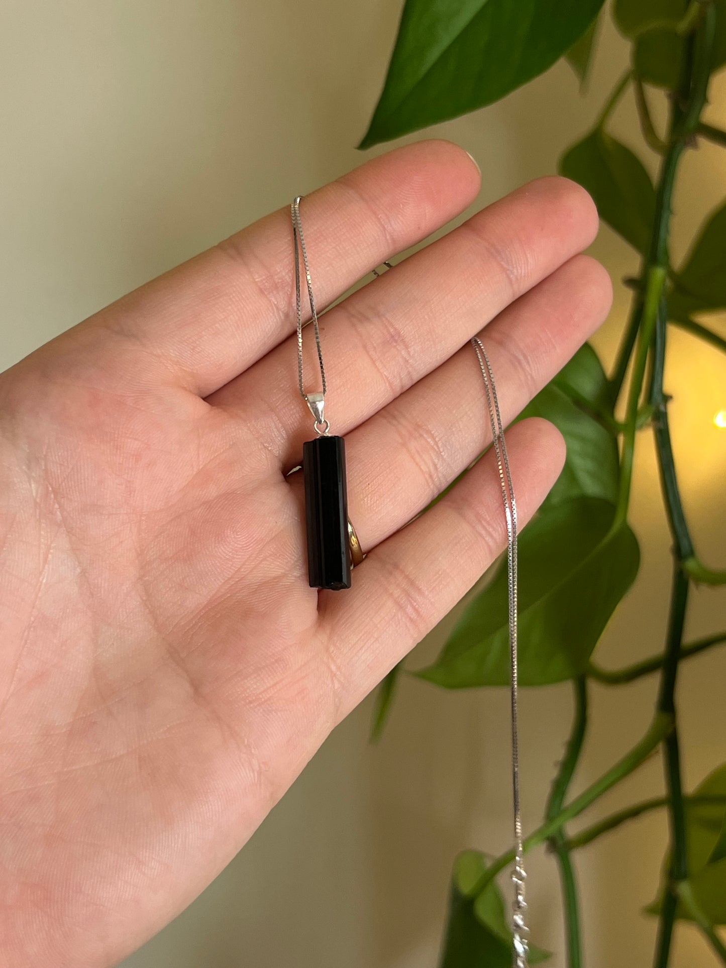 Black Tourmaline Raw 925 Sterling Silver Necklace