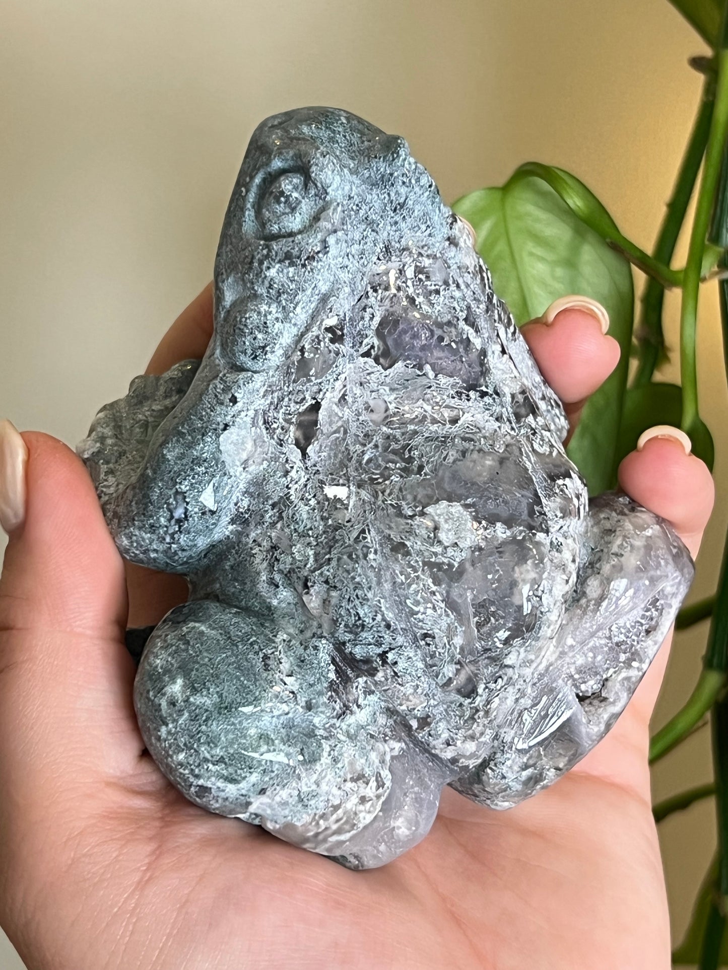 Moss Agate Large Frog
