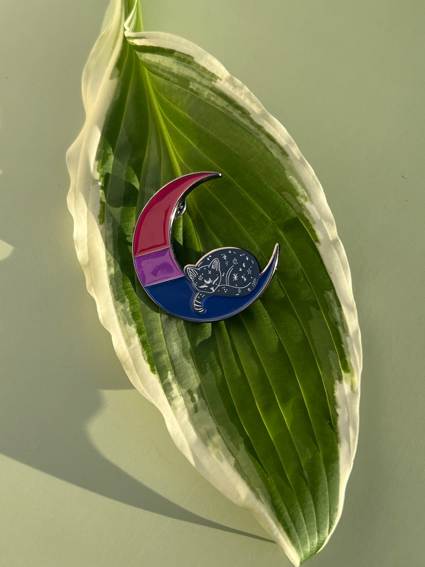Bisexual Moon Cat Pin