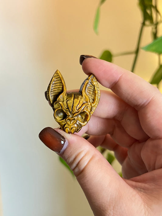 Tigers Eye Bat Skull