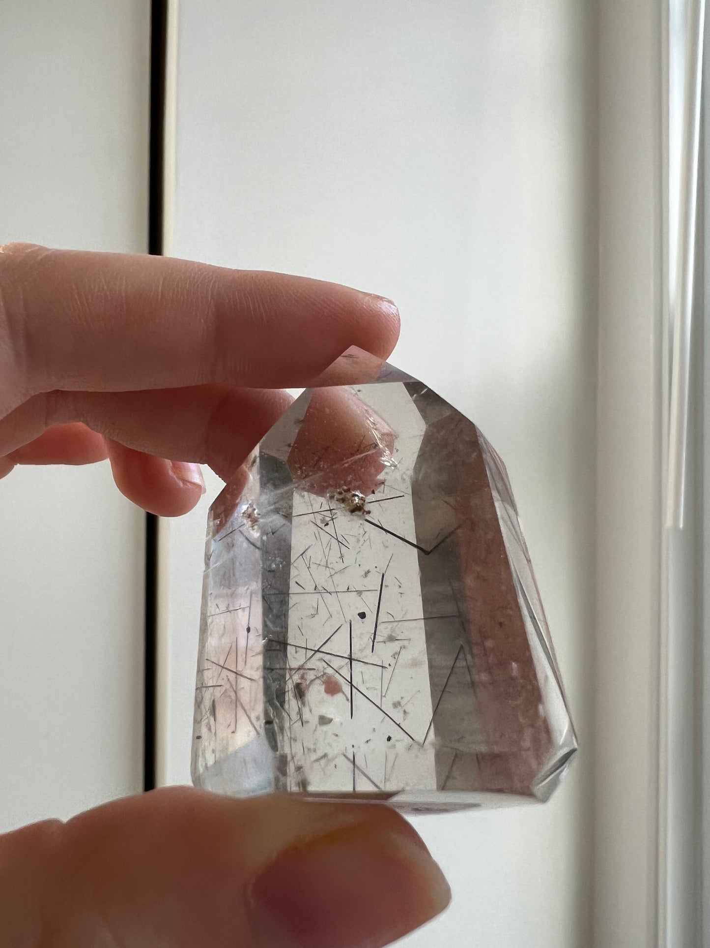 Black Rutilated Quartz w Garden Quartz Inclusions Tower