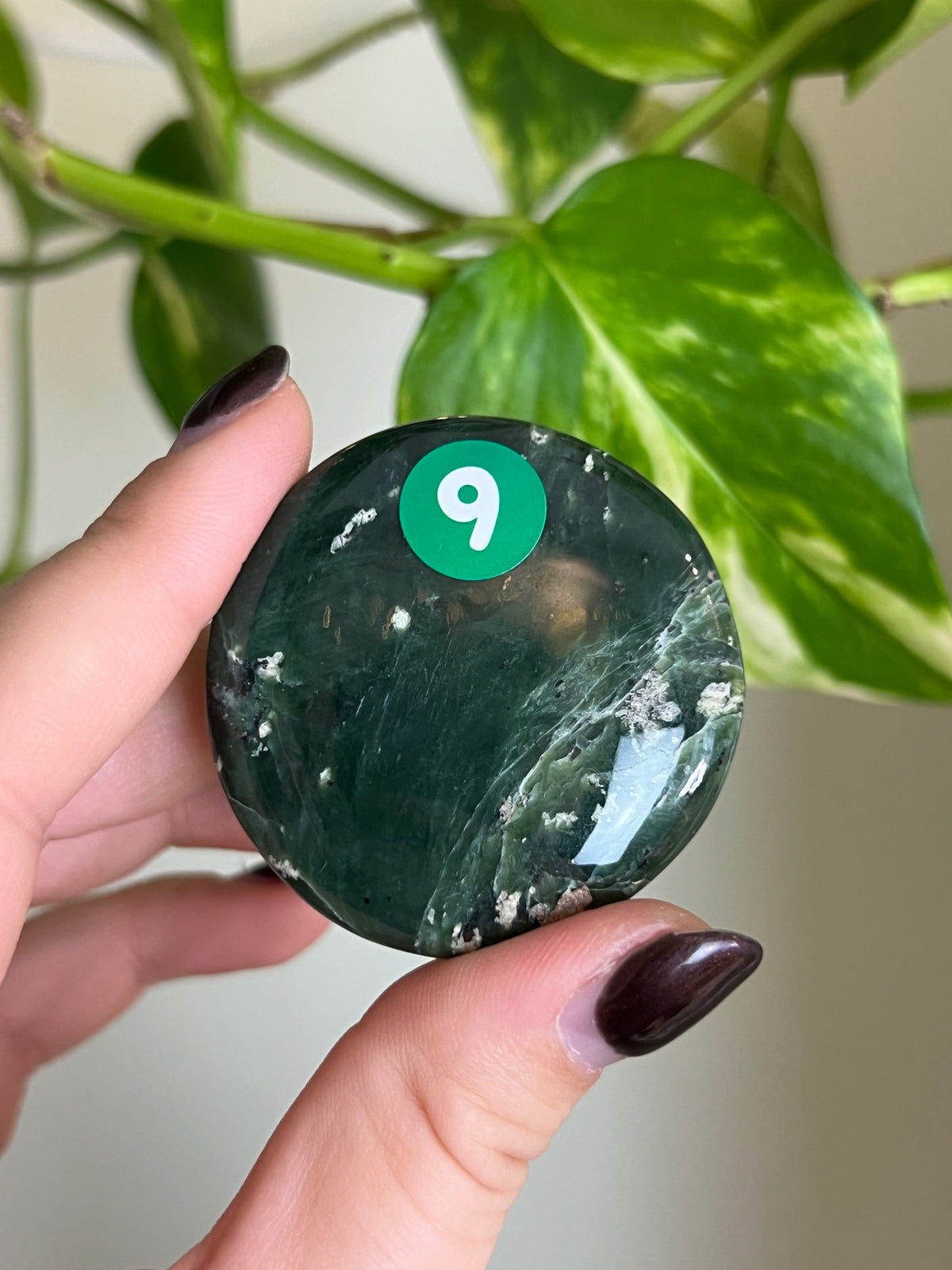 Moody Nephrite Jade Flat Stone - 9