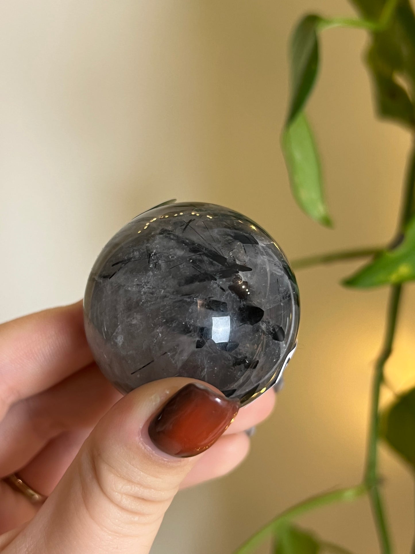 Black Tourmaline in Quartz Sphere - C