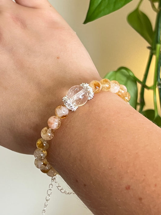 Citrine and Quartz Butterfly Bracelet