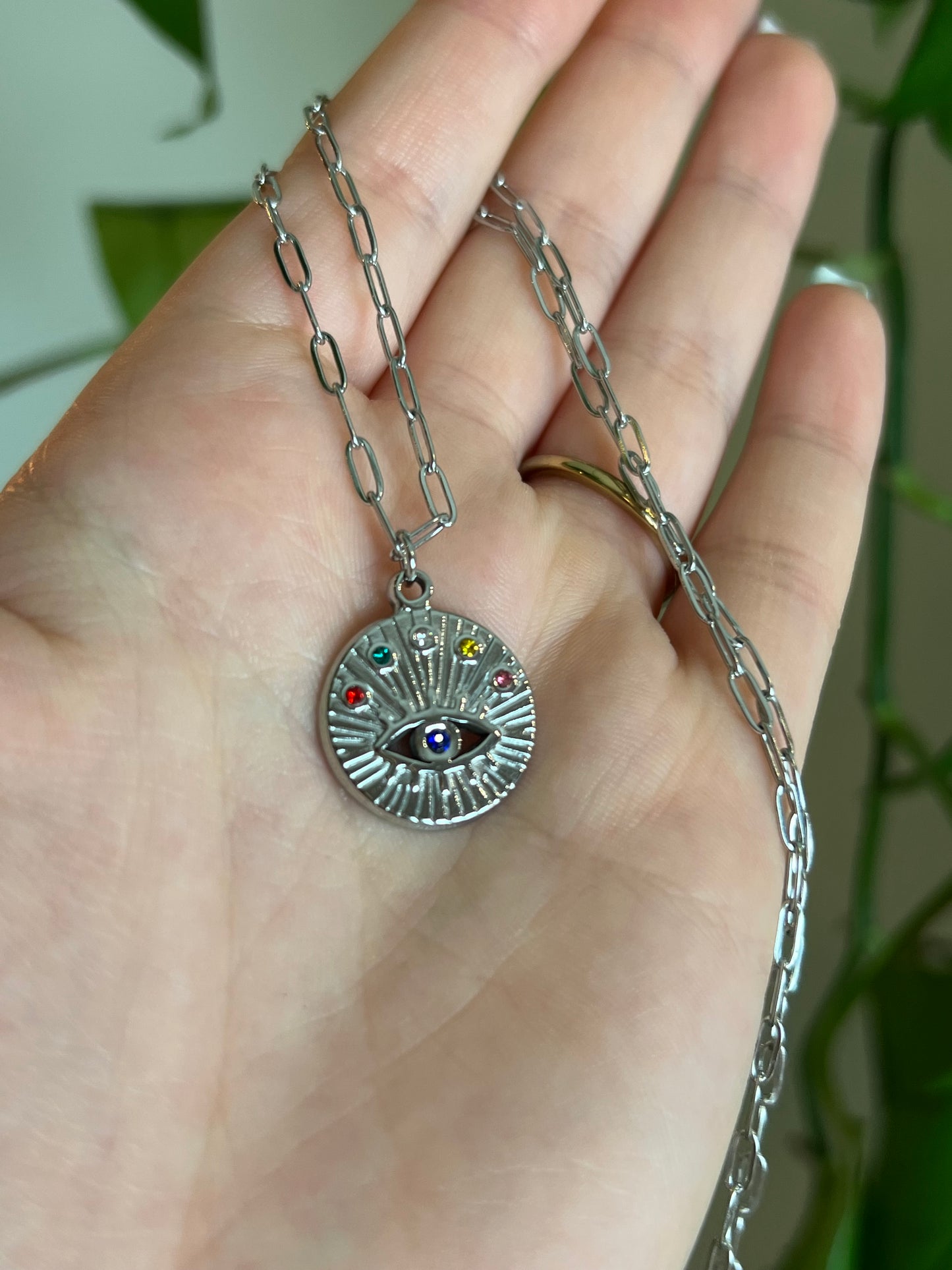 Rainbow Eye Stainless Steel Necklace