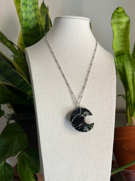 Black Obsidian Moon Necklace