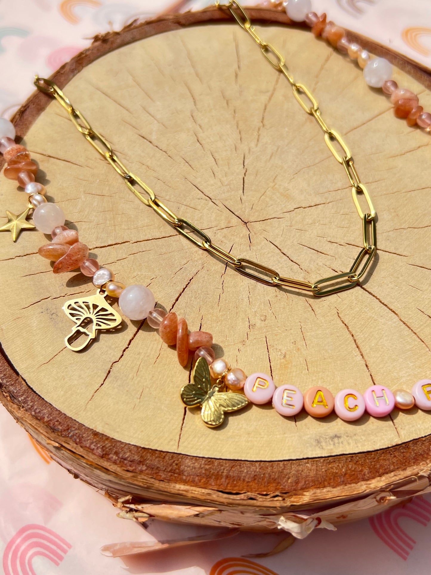 Peach PRC Double Necklace