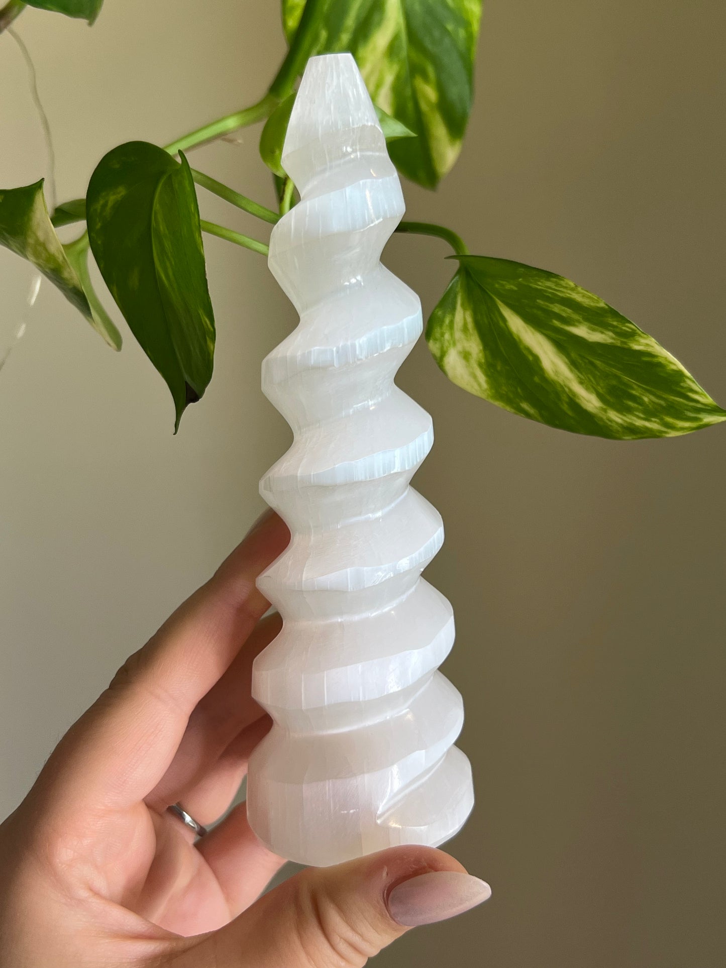 Selenite Satin Spar Spiral - Medium
