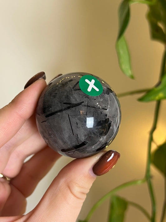 Black Tourmaline in Quartz Sphere - X