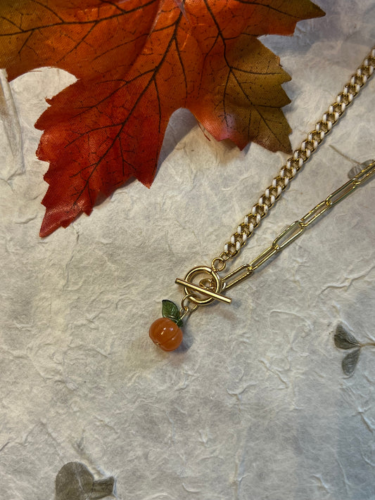 Orange Aventurine Pumpkin Necklace