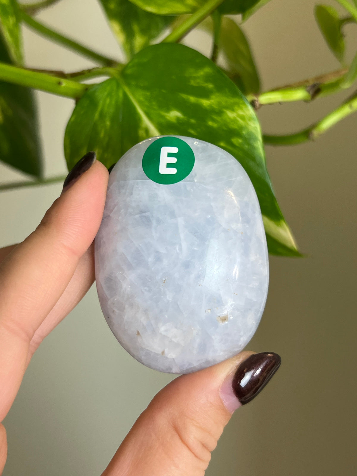 Blue Calcite Palm Stone - E