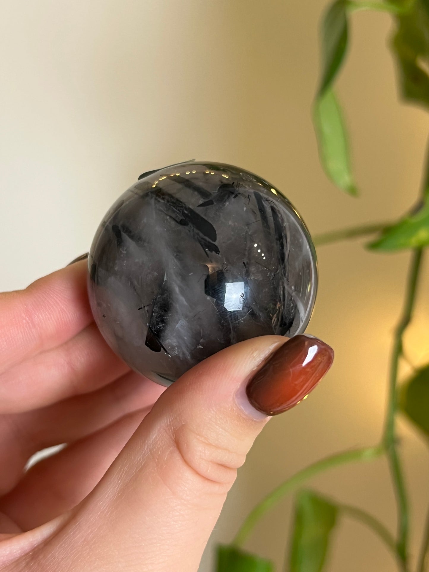 Black Tourmaline in Quartz Sphere - E
