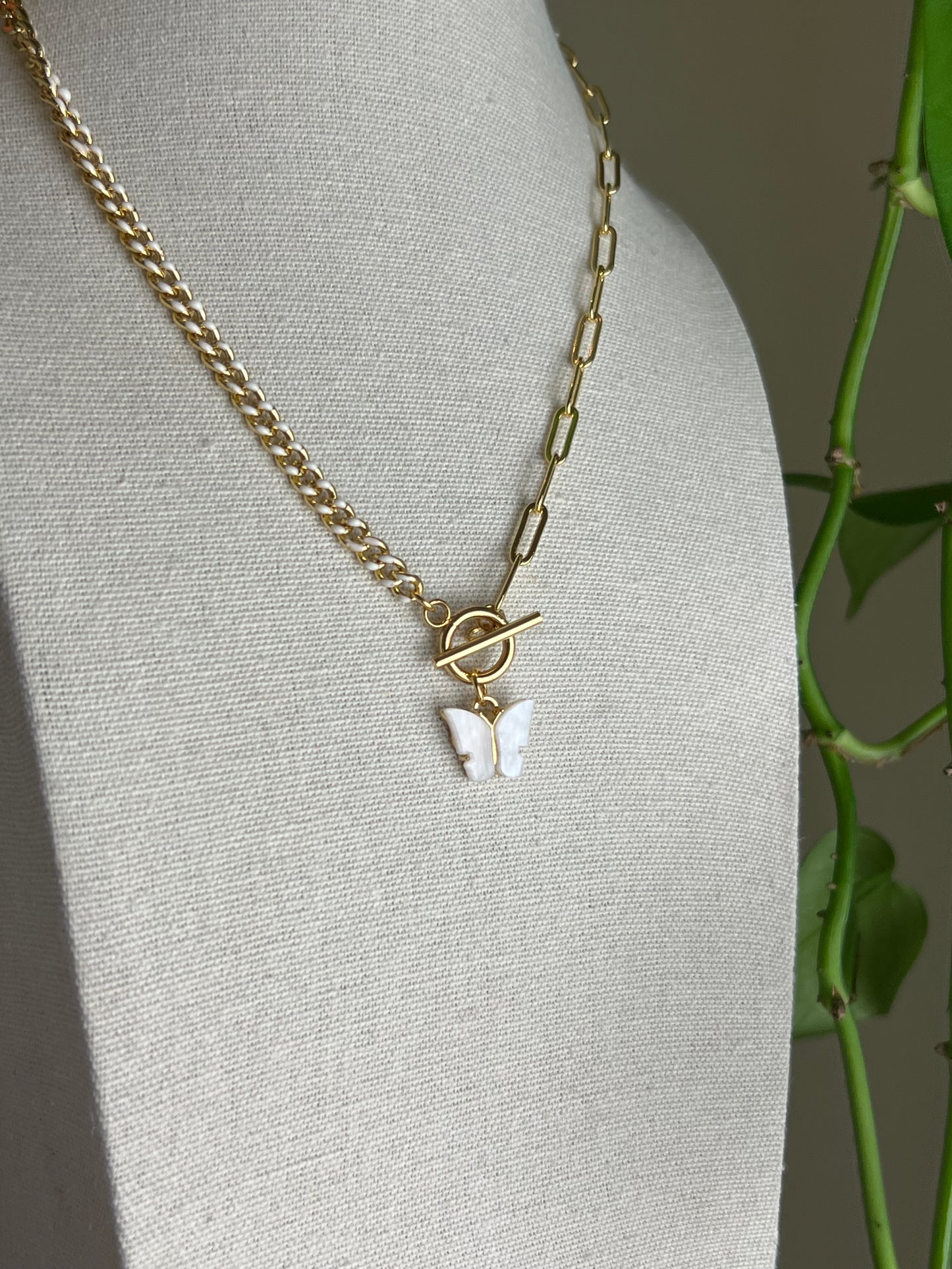 White Butterfly Necklace