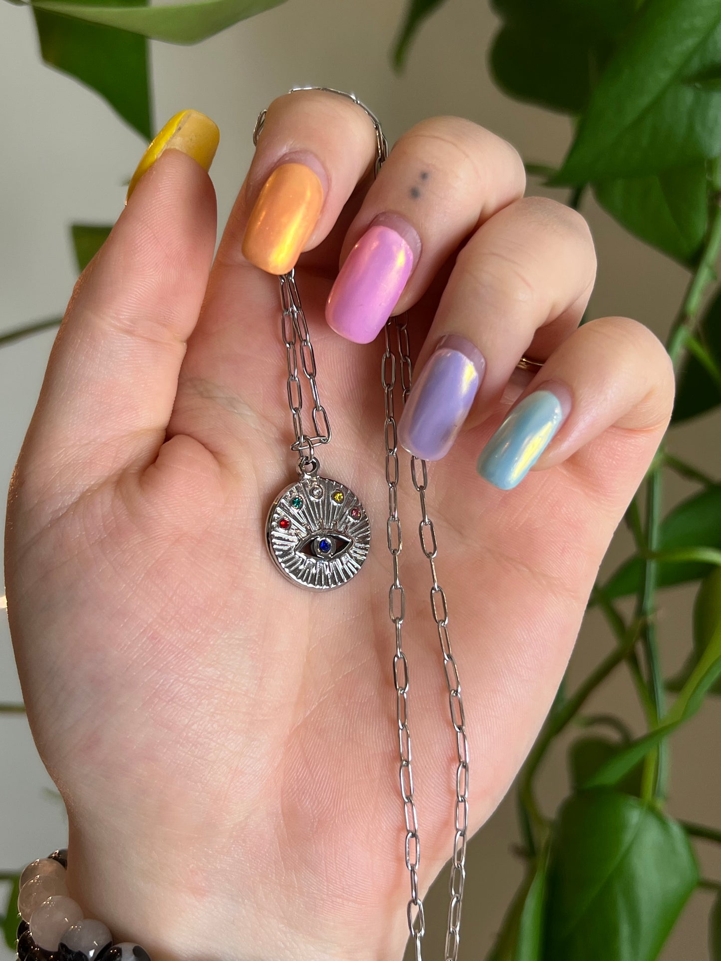 Rainbow Eye Stainless Steel Necklace