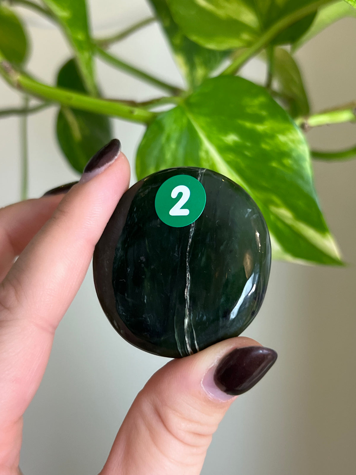 Moody Nephrite Jade Flat Stone - 2