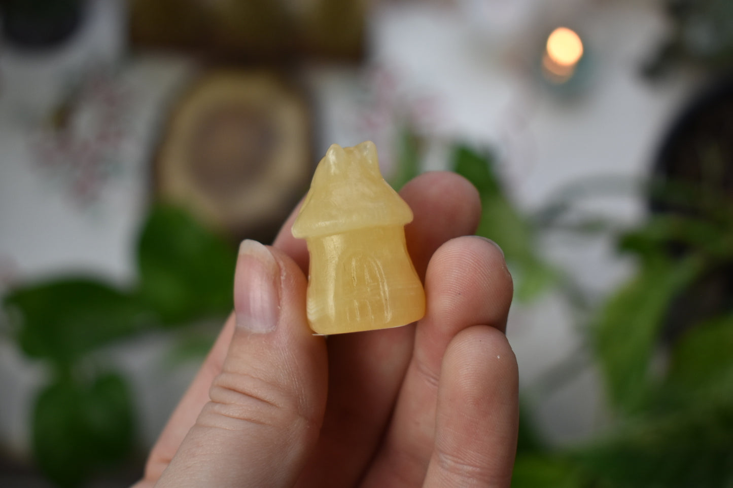 Orange Calcite Mushroom Fairy House