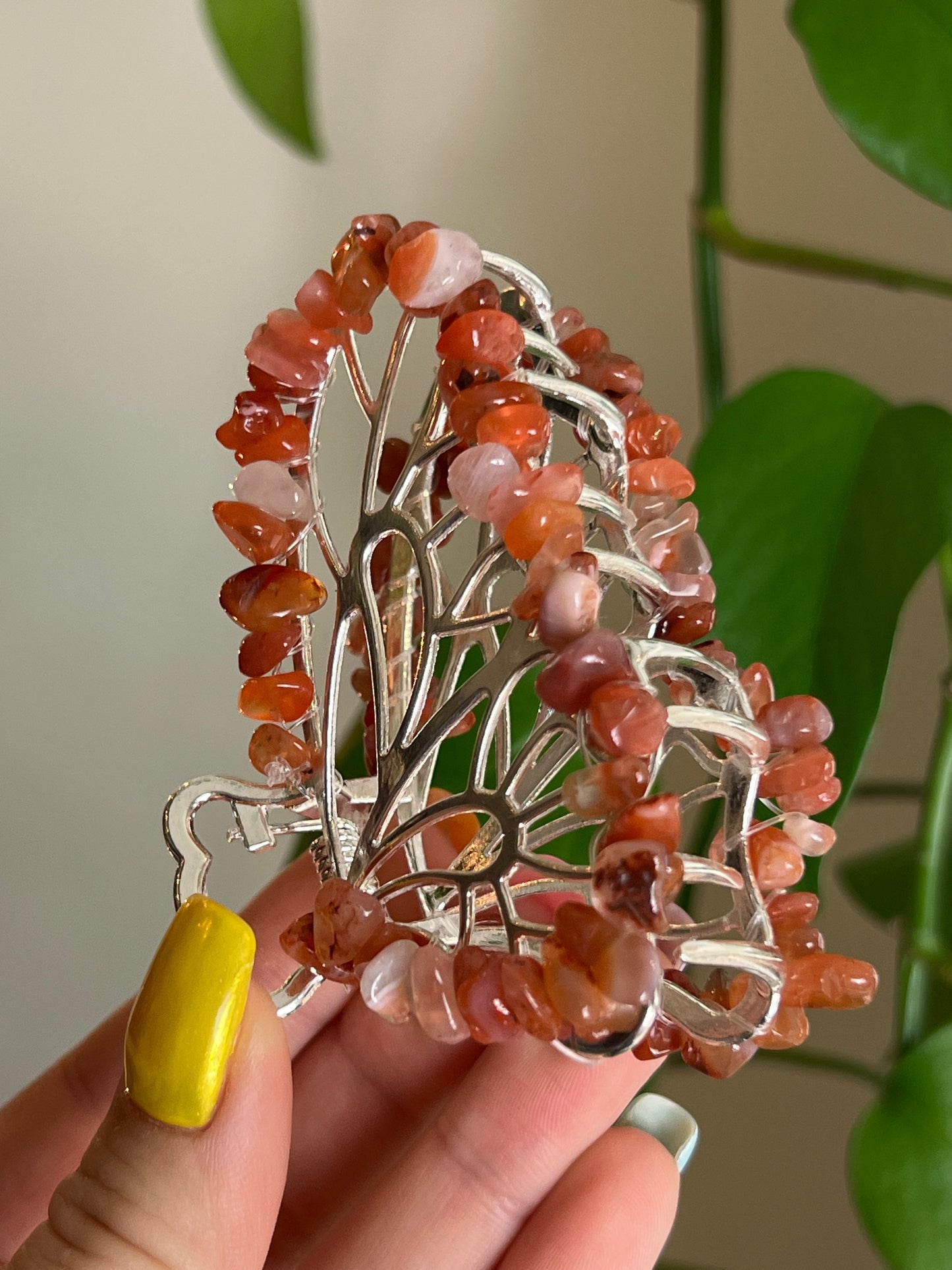 Carnelian Fairy Claw Clip - Silver