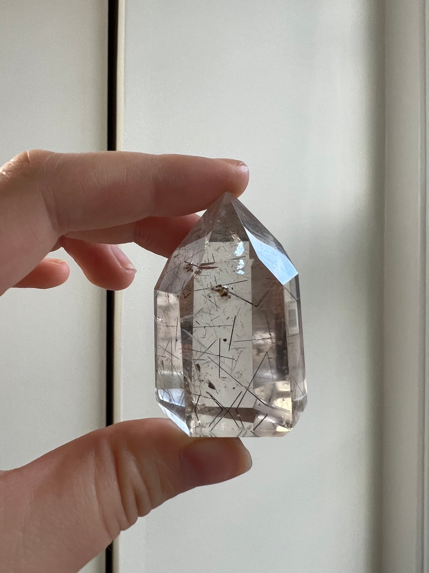 Black Rutilated Quartz w Garden Quartz Inclusions Tower