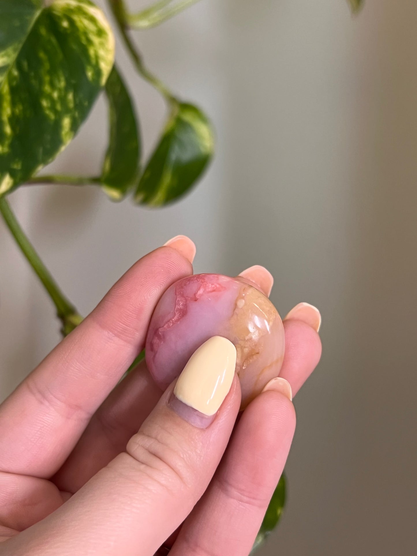 Peruvian Pink Opal Button