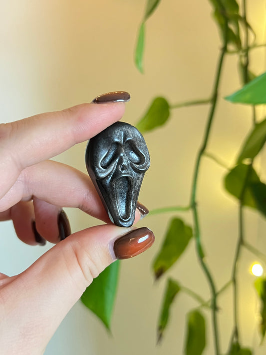 Silver Sheen Obsidian Ghost Face