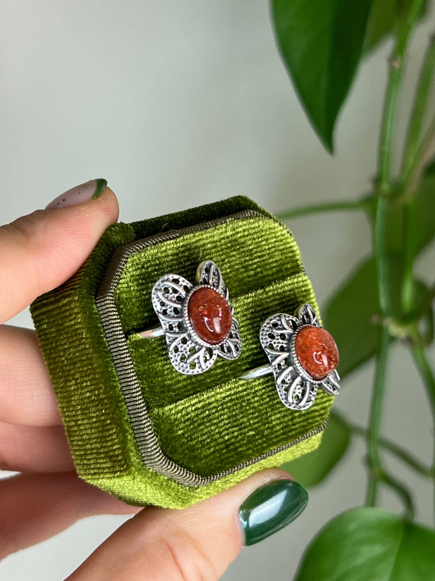 Sunstone Butterfly Sterling Silver Ring | Adjustable