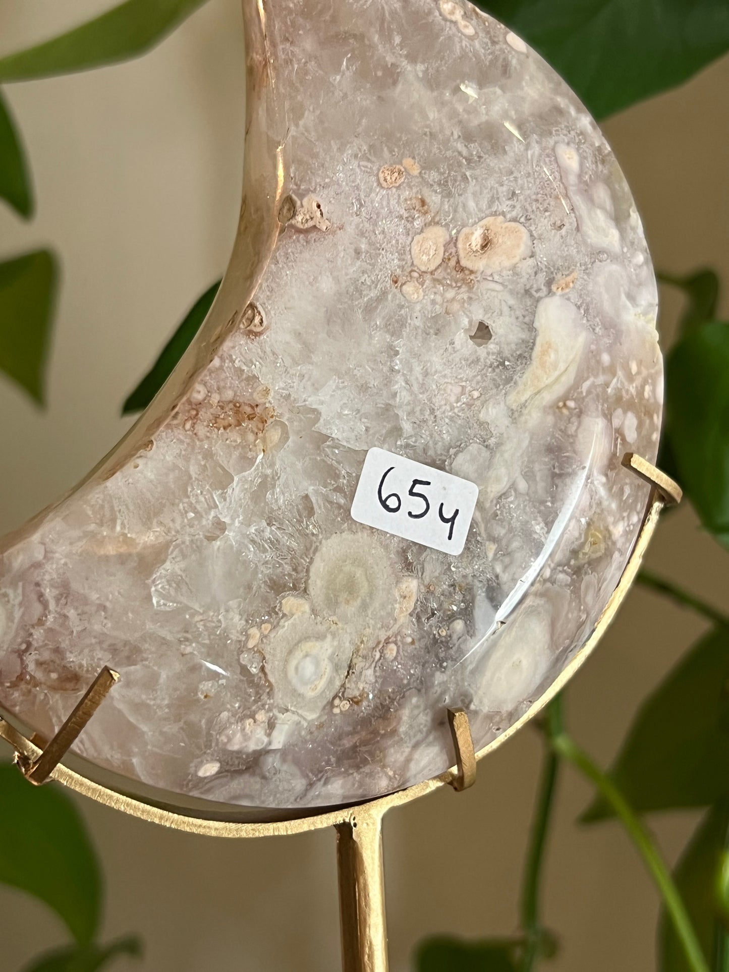 Flower Agate Moon Stand - Y