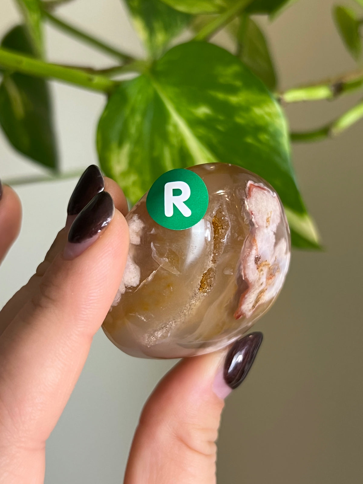 Druzy Flower Agate Palm Stone - R