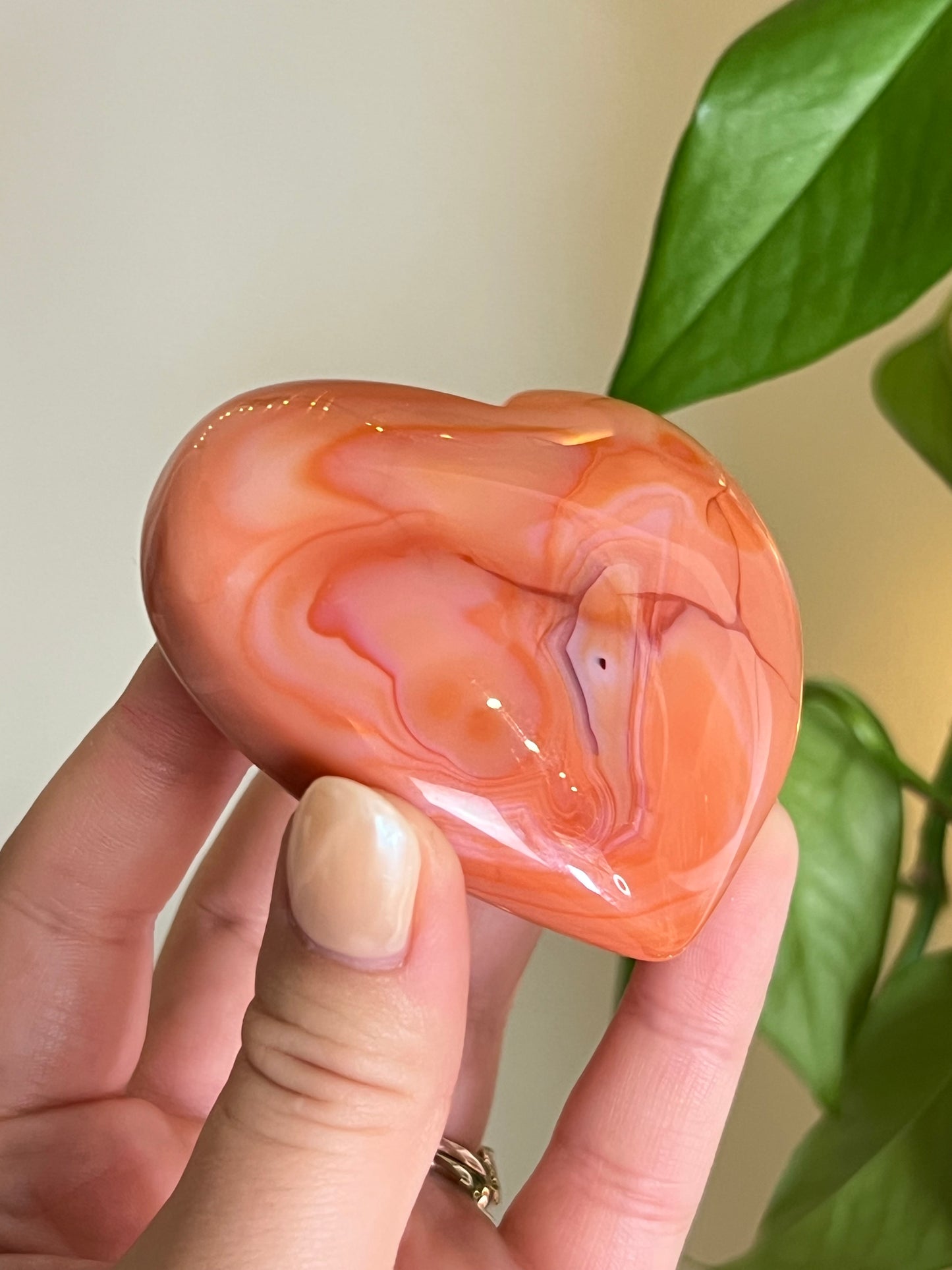 Peachy Carnelian Puffy Heart