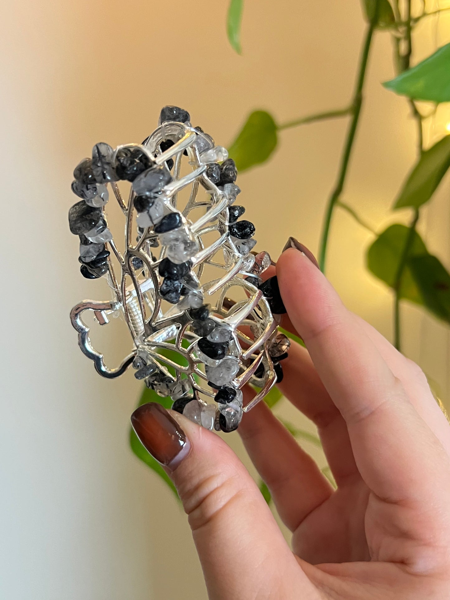 Tourmaline Quartz Fairy Claw Clip - Silver