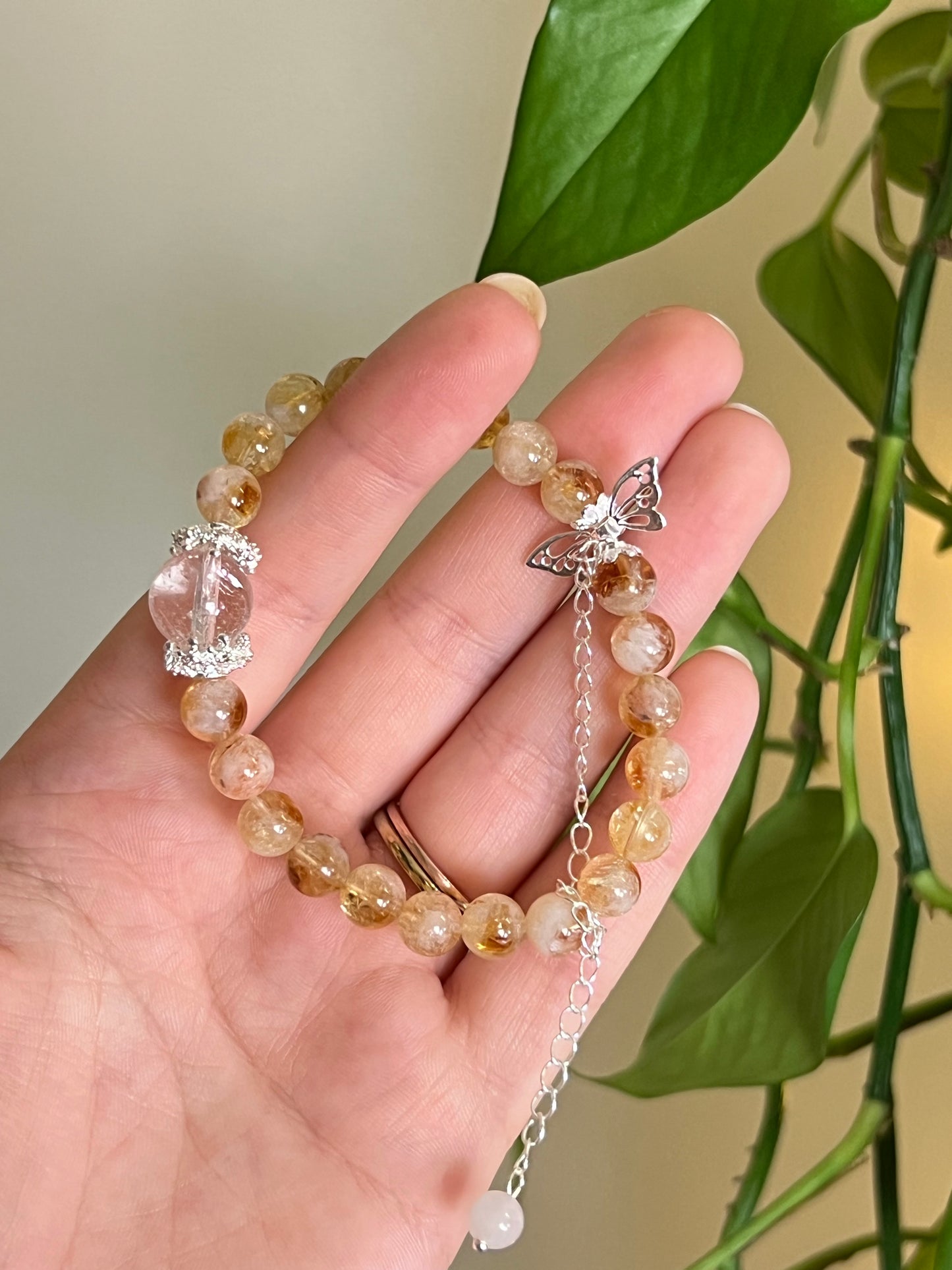 Citrine and Quartz Butterfly Bracelet