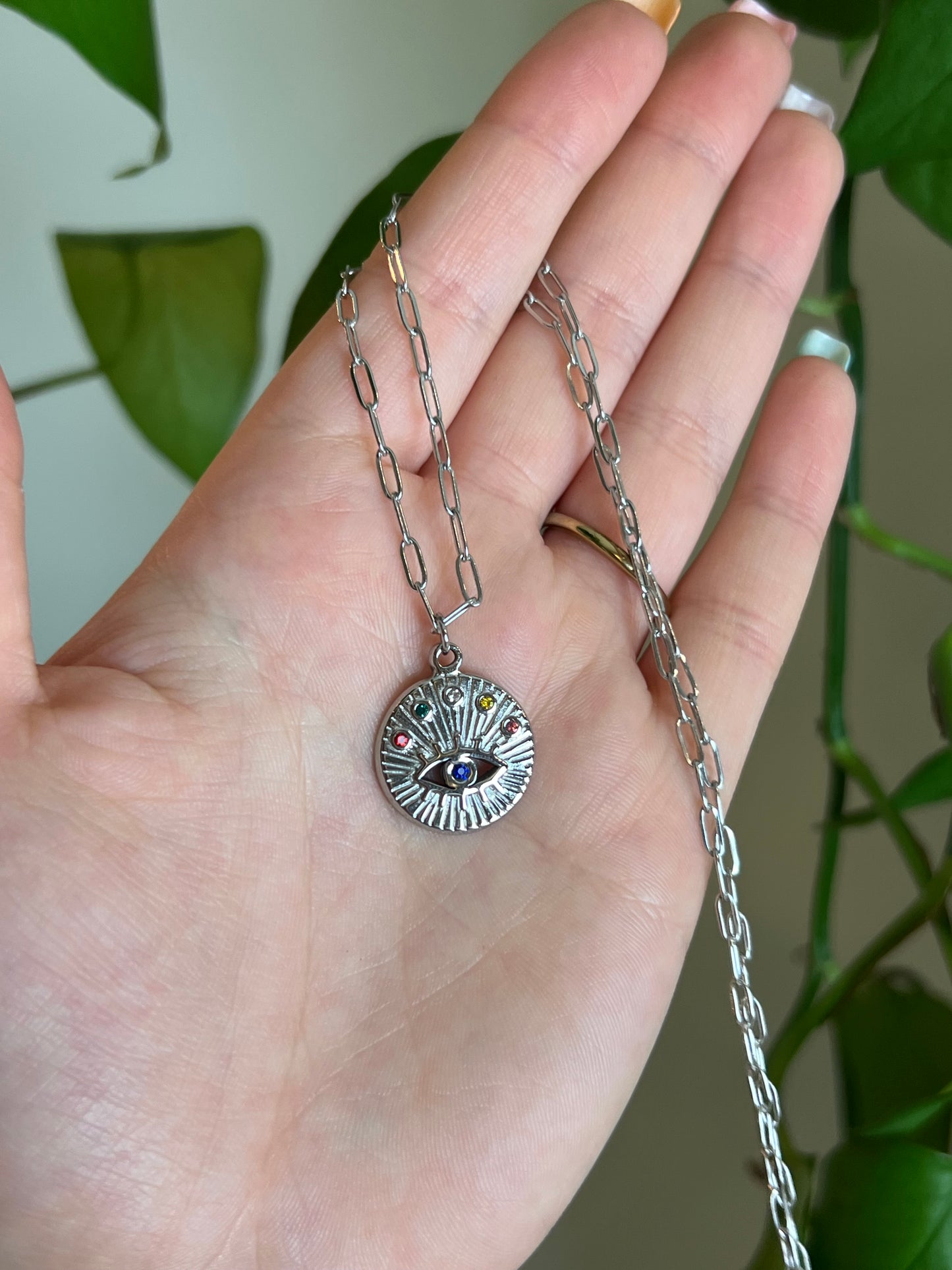 Rainbow Eye Stainless Steel Necklace