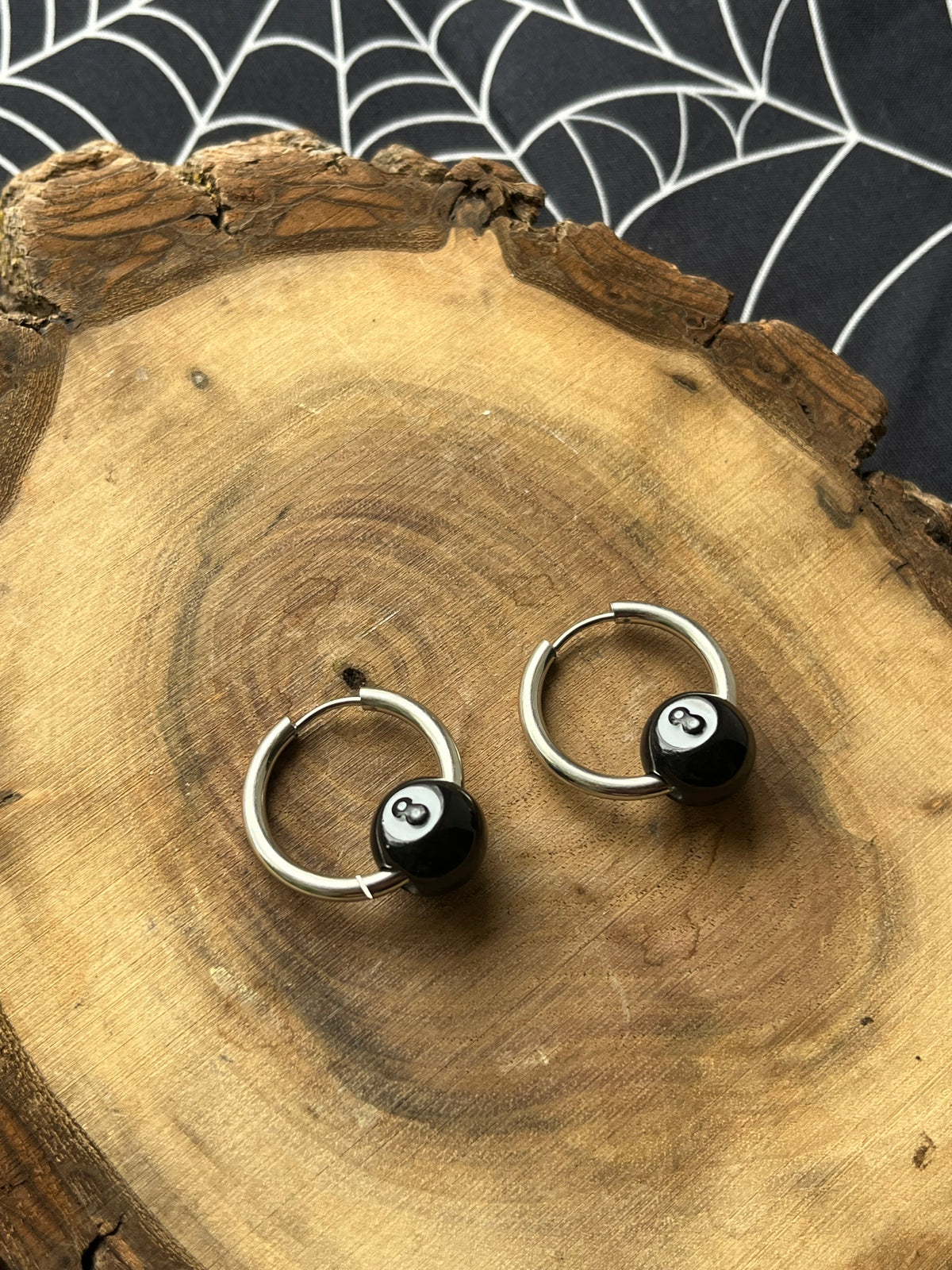 Magic 8 Silver Hoop Earrings