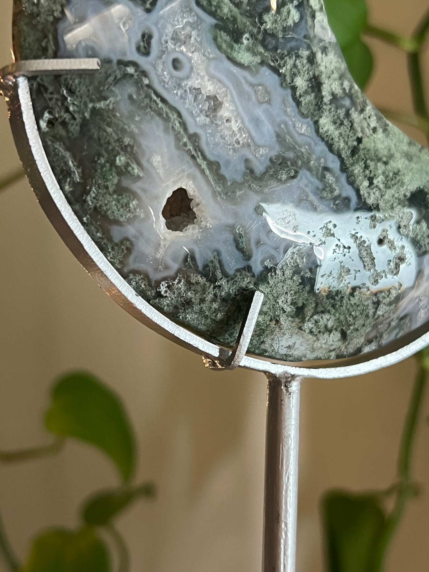 Moss Agate Moon Stand - A