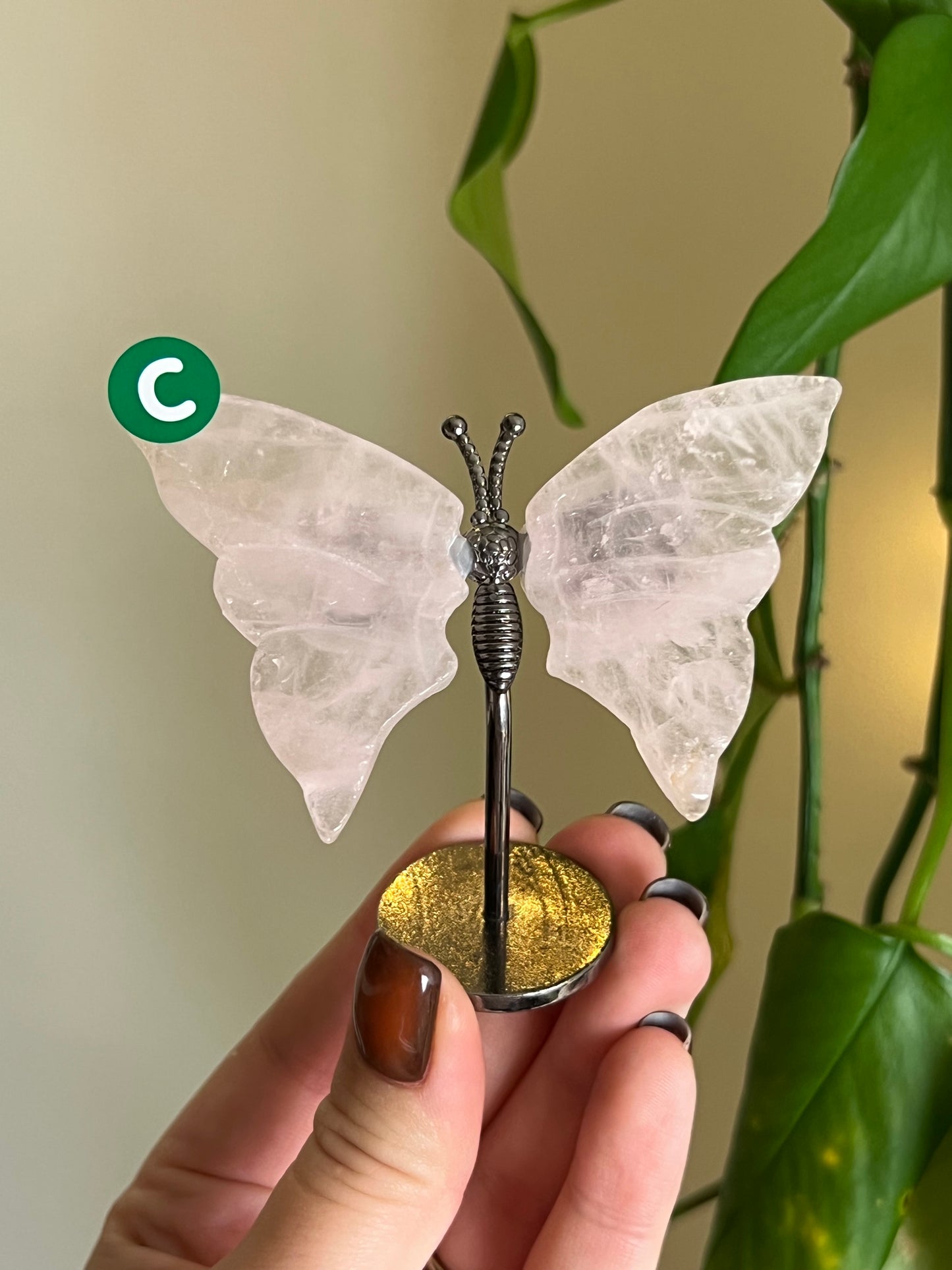 Rose Quartz Butterfly Stand - C