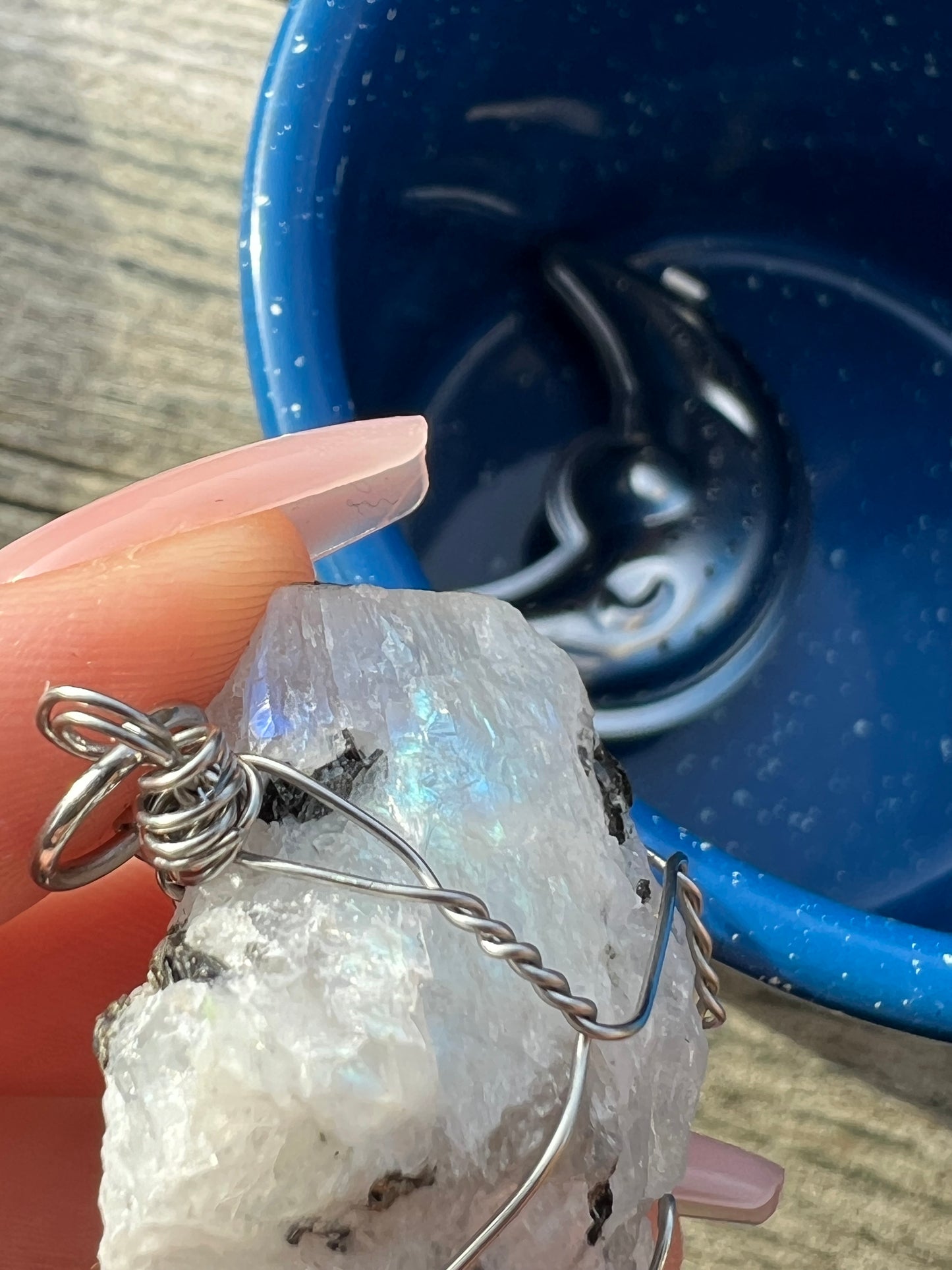 Rainbow Moonstone/White Labradorite Moon Tea Infuser