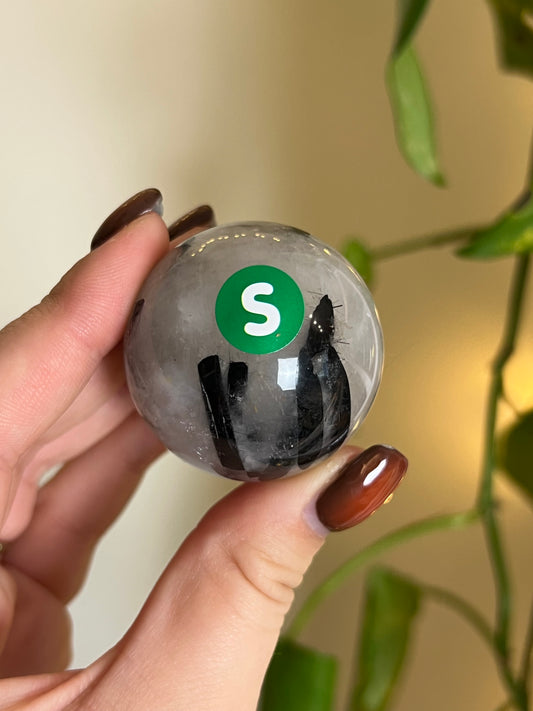 Black Tourmaline in Quartz Sphere - S