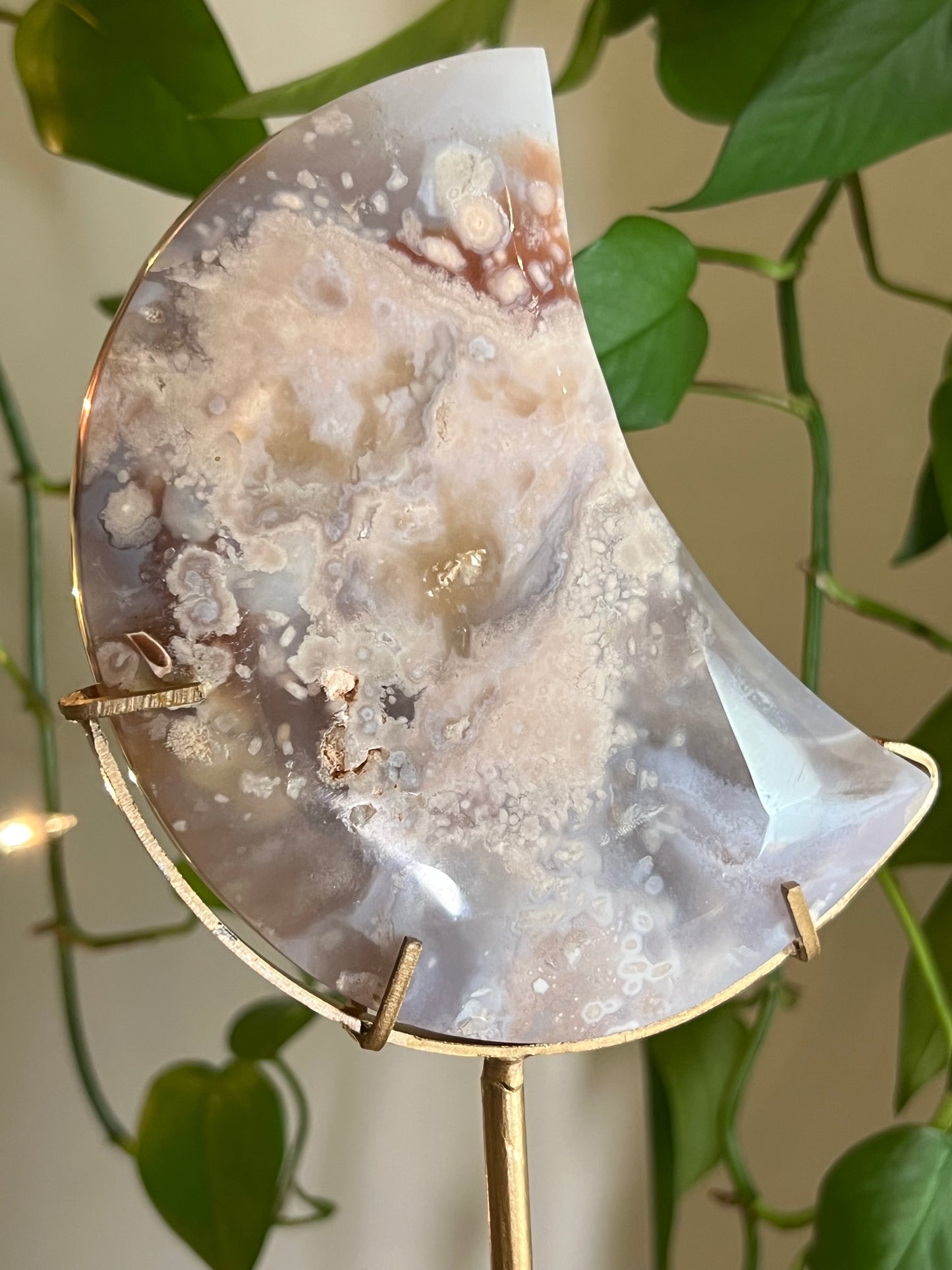 Flower Agate Moon Stand - A