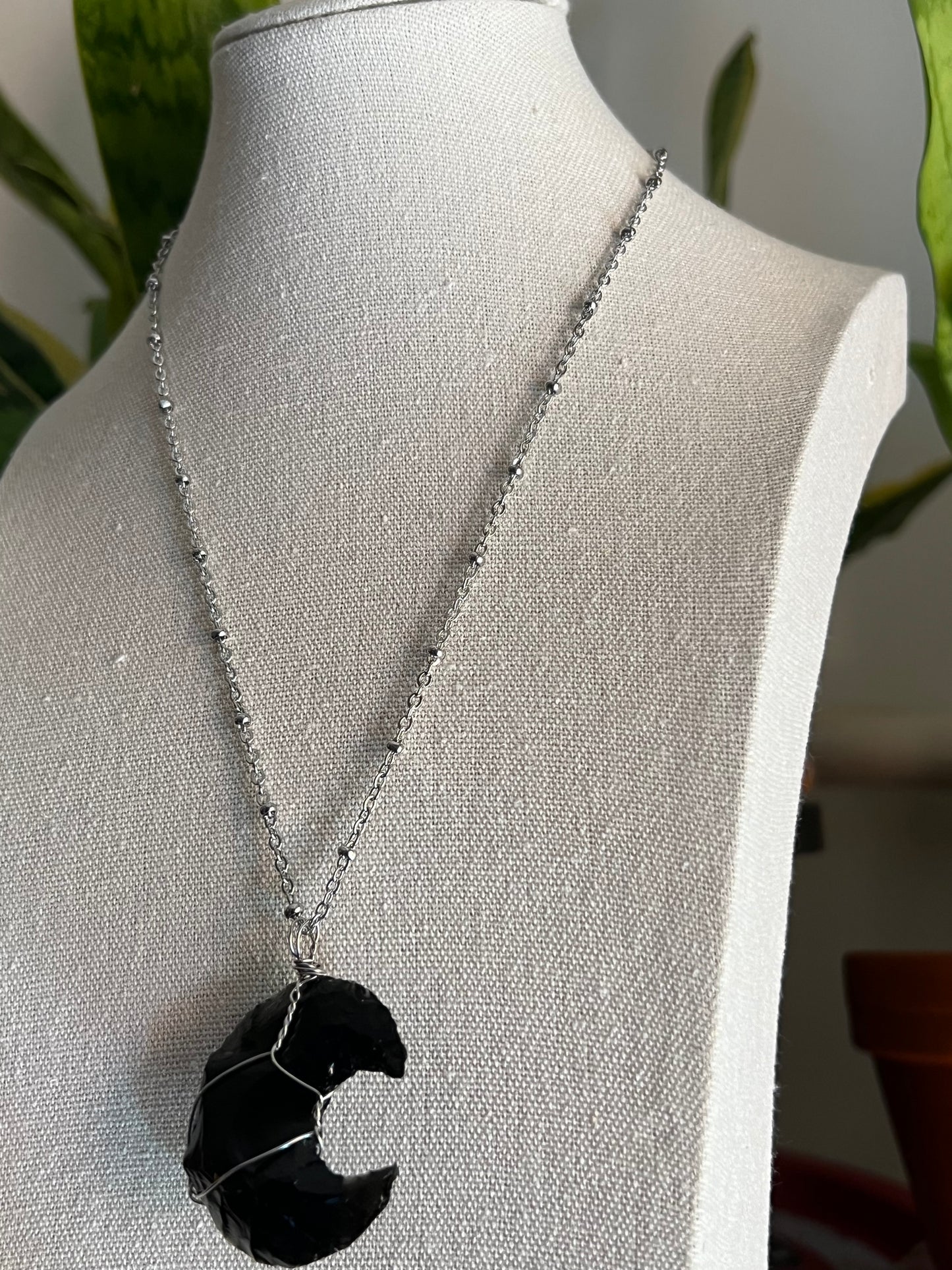 Black Obsidian Moon Necklace