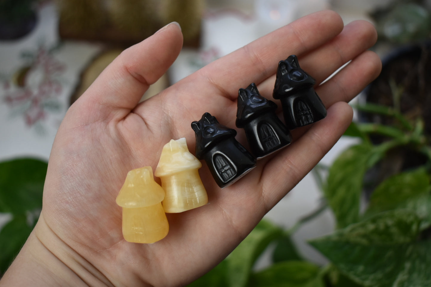 Black Obsidian Mushroom Fairy House