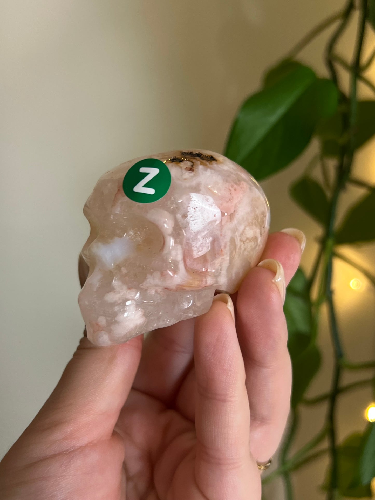 Pink Amethyst x Flower Agate Skull - Z