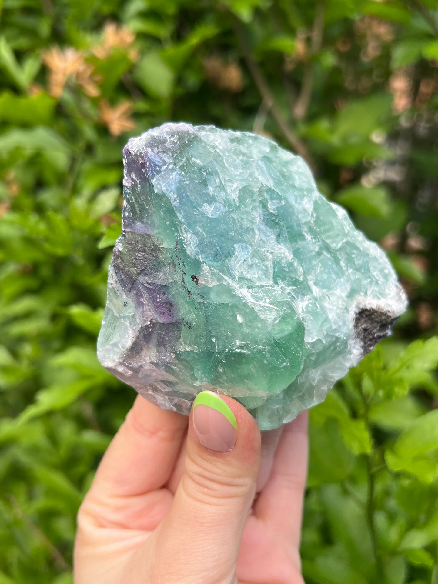Rainbow Fluorite Self Standing Slab - Half Polished