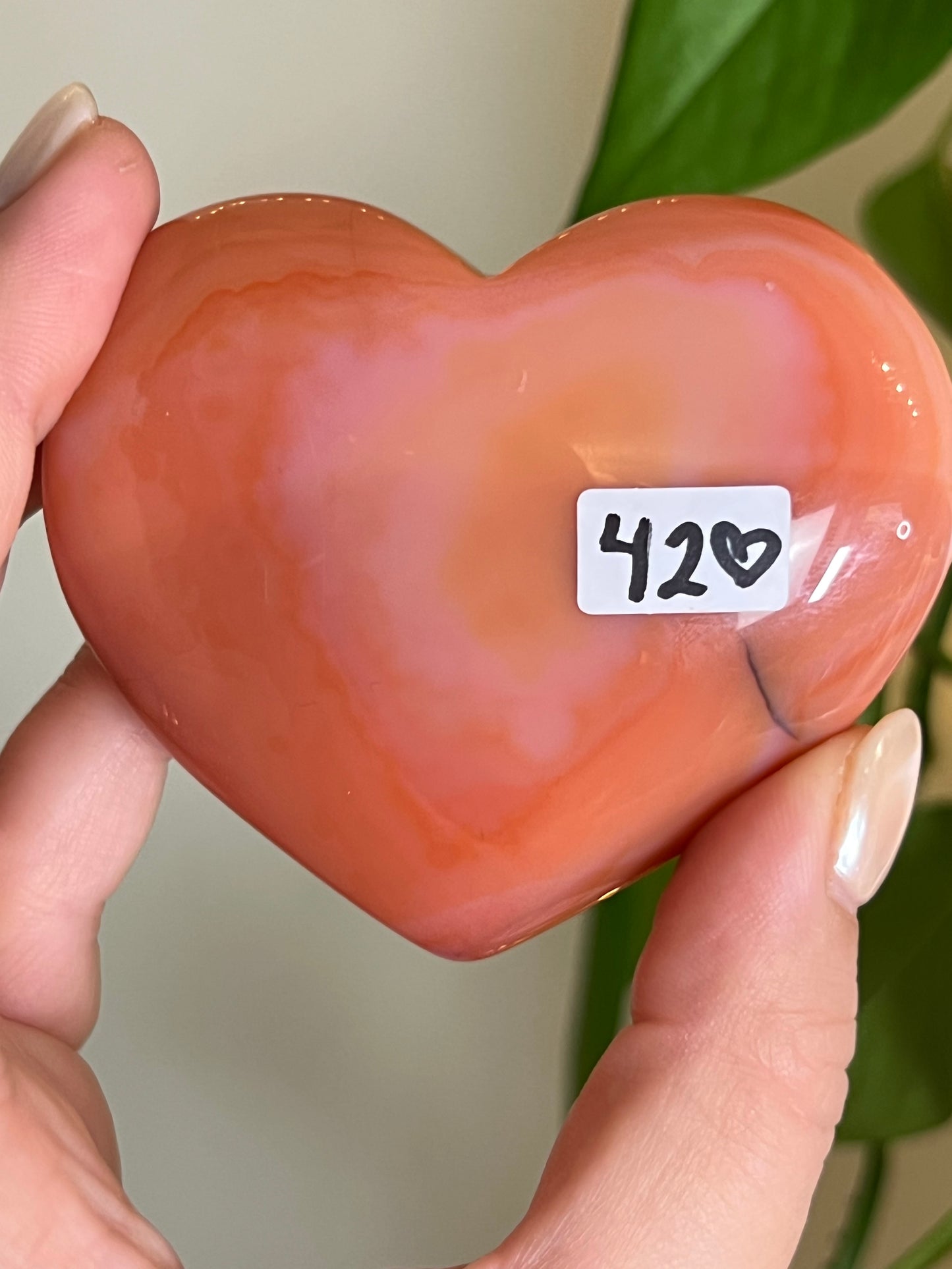 Peachy Carnelian Puffy Heart